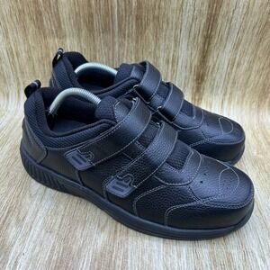 OrthoFeet Alamo 653 Walking Shoes Men's Size 10 2E Black Leather Triple Strap